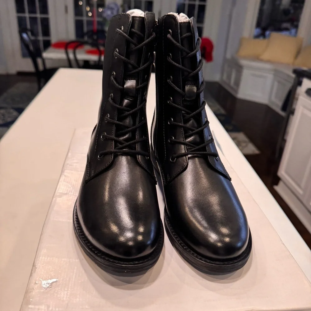 NEW Josef Seibel Simona 01 Women’s Black Leather Lace Up Boots Sz US 6-6.5 EU 37